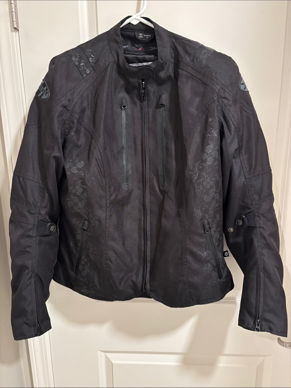 Joe Rocket Women's Black Textile Motorcycle Jacket with Subtle Floral Accents
